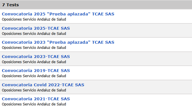 Test de exámenes oficiales del SAS